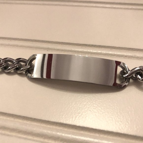 CLEARANCE New VTG Chunky Silver Tone Unisex Engravable Name ID Bracelet - Picture 1 of 3